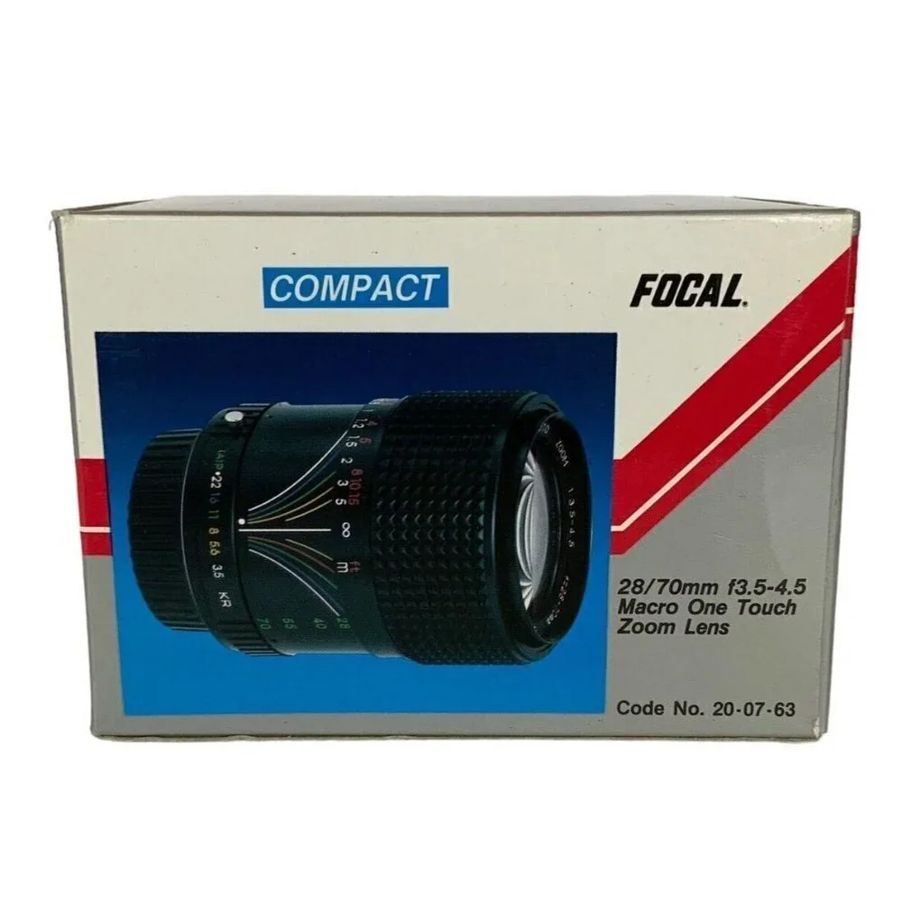 Vintage Focal 28/70mm f3.5-4.5 Macro One Touch Zoom Lens Original Box
